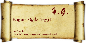 Hager Györgyi névjegykártya